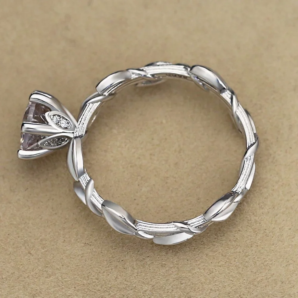 🌸Lovely 925 Silver Plated Fashion Bijoux Leaf Ring For Woman, GPMB1506